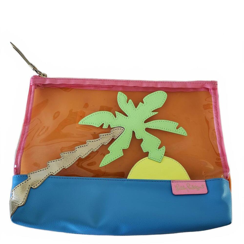 Lilly Pulitzer Womens Clutch Palm Tree Design Multi Color Clear Size Medium